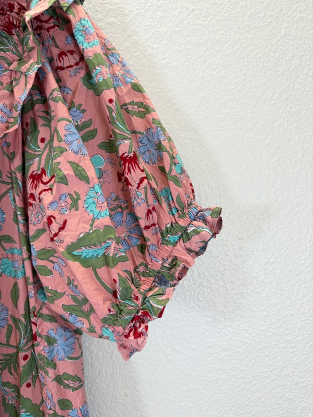 Umgee Pink Floral Ruffle Neck Casual Dress - Picture 4 of 10